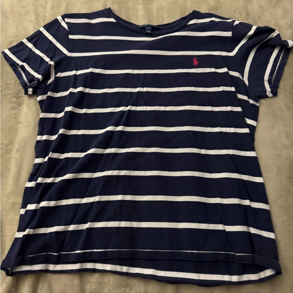 Polo by Ralph Lauren Navy and White Striped Tee